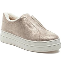 J/slides women&#39;s nada sneaker in Light Gold Metallic Suede - size 8.5 - $53.46