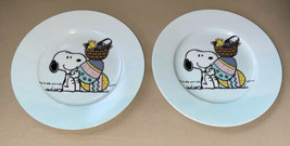 Peanuts Snoopy Woodstock Ceramic Salad Plates Easter Blue Tint Set of 2 New - £16.46 GBP