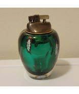 Vintage Venetian Murano Green Glass Brass Table Lighter Italy 4.75&quot; - $139.24 CAD