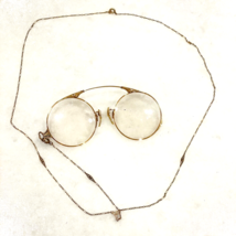 Oxford Pince Nez Eye Glasses Frames Original Case Cloth Filigree Chain - £192.53 GBP