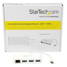 StarTech.com 3 Port USB 3.0 Hub plus Gigabit Ethernet - USB-C - White - USB Hub - $35.84