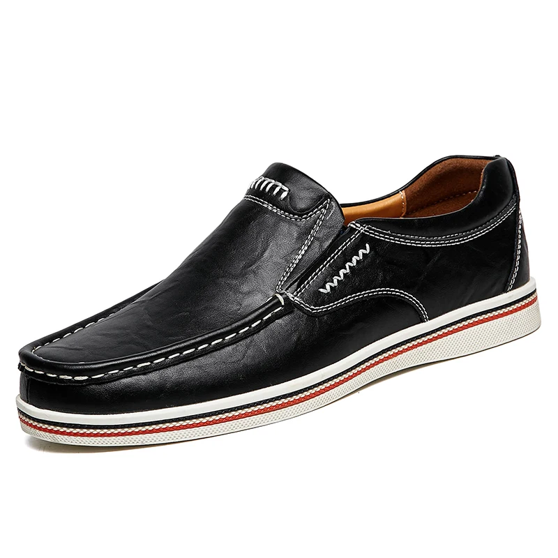 Men Leather Boat Shoes Casual Flats Moccasins Homme Driving Loafers Shoes Slip O - £41.91 GBP