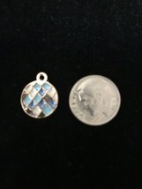 Blue and white Design Circle enamel Pendant charm Necklace Charm - $12.30
