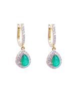18ct Yellow Gold Natural Diamond &amp; Zambian Emerald Huggie Hoop Earrings ... - $2,783.24 CAD