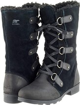 Sorel Women&#39;s Emelie Lace Leather Winter &amp; Snow Boots Size 7 Black NEW IN BOX - £162.21 GBP