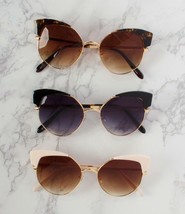 Womens Oversize Metal Rim Cat Eye Diva Butterfly Sunglasses - £7.86 GBP
