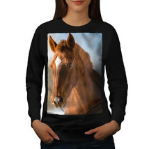 Wellcoda Horse Cute Animal Face Womens Sweatshirt, Pony Casual Pullover Jumper - £22.51 GBP+