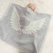 Snuggle Sac Grey Receiving Blanket Angel Wings Pattern, Milestone Photo Blanket - £8.55 GBP