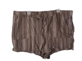 Torrid Shorts Size 22 Linen Brown Stripe Boho Beachy Preppy Coastal Cowgirl - $39.62