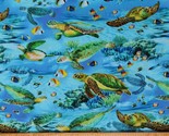 Cotton Sea Turtles Fish Animals Coral Reef Blue Fabric Print by the Yard... - £11.02 GBP