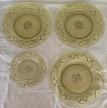 (4) Amber Rosemary Dutch Rose Plates Federal Depression Glass Mayfair - £3.95 GBP