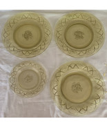 (4) Amber Rosemary Dutch Rose Plates Federal Depression Glass Mayfair - $5.00