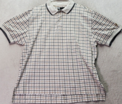 Jos. A. Bank Polo Shirt Mens Large Multi Plaid Cotton Short Sleeve High Low Slit - £13.76 GBP