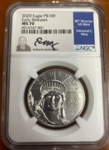 2020 P$100 Platinum Eagle Graded by NGC as MS-70 Early Releases Moy Sign... - $1,979.99