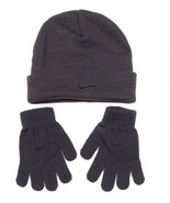 Nike Dark Gray Knit Cuff Beanie &amp; Stretch Gloves Youth Boy&#39;s 8-20  NWT - £17.76 GBP