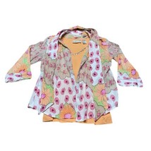 Sun Bay Sport Button Up Shirt Floral Hawaiian Tank Top And Scarf Set Size Medium - $26.16