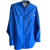 Columbia PFG Omni-Shade Fishing Shirt Men 3XT Blue Vented Long Pockets B... - $28.79