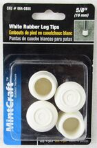 NIP MintCraft 5/8&quot; White Rubber Leg Tips, 4 Pieces, #064-0888 - $9.49