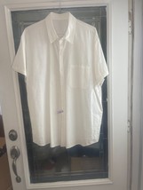 Men&#39;s Linen Shirt Solid White Button Up 2XL - $247.91 MXN