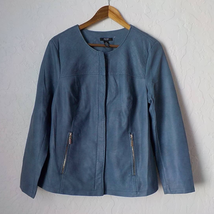 Alfani Blue Motto Jacket Faux Leather Mid Length Zip Pockets Women size ... - £15.56 GBP