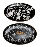 LRG Halloween Skeleton EEK or SPOOK*SCARY*BOO! Matte Black HVY Oval Plat... - $50.75 CAD