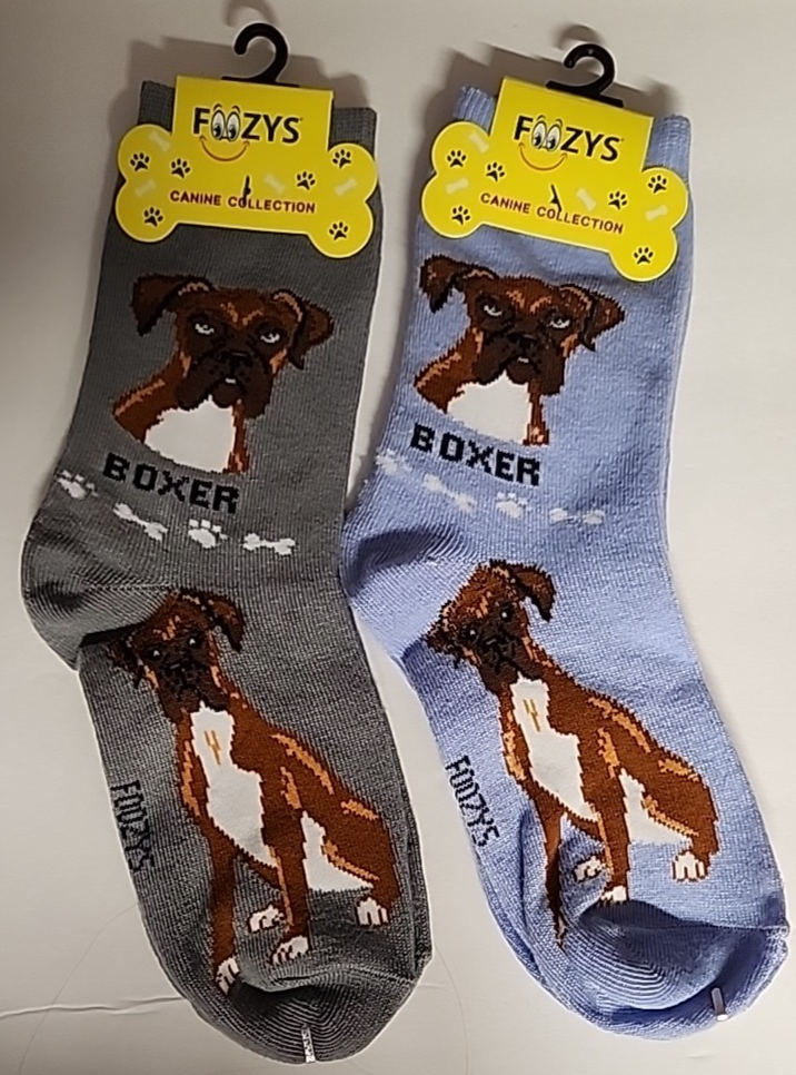 FOOZYS CANINE BOXER DOG PUPPY SOCKS DRESS CASUAL UNISEX SOX PET 2 PAIR NEW - $9.45