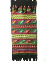 Hand Woven Mexican Textile Table Runner Multicolor Fringed 43&quot;x 16&quot; Cotton New - £47.60 GBP