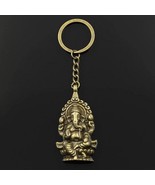 GANESHA KEYCHAIN Hindu Elephant God Bronze Tone Metal Charm Key Chain Ri... - €6,87 EUR