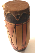 $60 African Hand Carved Primitive Wood Vintage Brown Traditional Art Tribal Drum - £65.78 GBP