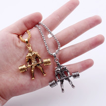 Hercules Weightlifting Barbell Pendant Necklace Stainless Steel  - $15.00
