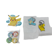 Funko Pokemon Squirtle Pikachu Stickers Keychain Pins Gamestop Exclusive Sealed - £9.54 GBP