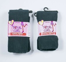 Total Girl Lot Of 2 Black Tights Nip Girls 7-10 Ribbed Cotton Spandex 7 8 9 10 - £6.36 GBP