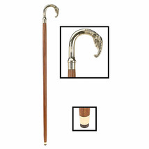 Brass Curved Elephant Hardwood Walking Stick Cane Polished Hand Crafted - £35.48 GBP