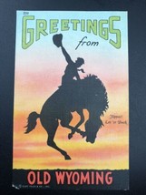 Greetings From Old Wyoming Vintage Postcard 1961 Linen - $12.00