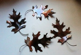 Oak Curved Leaves - Metal Art - Copper 4&quot; x 5&quot; - £18.91 GBP