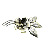 FLOWER PIN / BROOCH REAL SOLID .925 STERLING SILVER 11.6 g - $133.96 CAD
