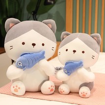 Cartoon Cat Plush Toys Cute Cat Holding Fish Pillow Stuffed Soft Animal Toys Roo - £15.00 GBP