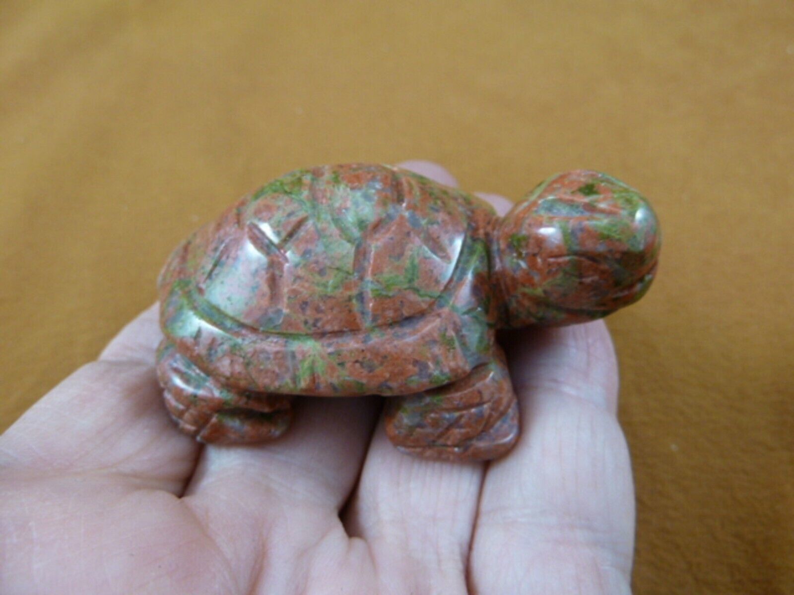 Primary image for Y-TUR-LAO-717 Green orange unakite TURTLE tortoise FIGURINE gemstone turtles