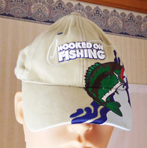 Bio Domes Headgear &quot;Hooked on Fishing&quot; Embroidered Baseball Cap Hook &amp; Loop Clos - £11.22 GBP