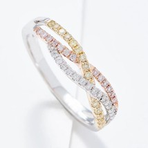 0.30CT Lab-Created Diamond Crisscross Wedding Band Ring 14K Gold Plated Silver - £61.02 GBP