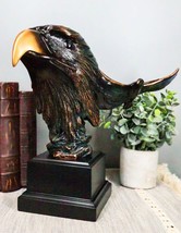 Majestic American Bald Eagle Head Bust With Soaring Eagle 3D Sculpture With Base - £92.70 GBP
