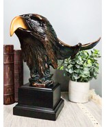 Majestic American Bald Eagle Head Bust With Soaring Eagle 3D Sculpture W... - £91.64 GBP