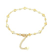 Stainless Steel Gold Heart Chain Adjustable 10.5 Inches Anklet Ankle Bracelet - £7.62 GBP