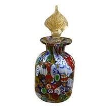 Gabriel Urban Mini Bottle Murano Glass Murrine Leaf White Gold Stopper 3.5”READ - £49.32 GBP