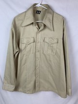 Vintage Sears Work Shirt Polyester Khaki Long Sleeve Beige Button 80s Men’s XL - £21.98 GBP