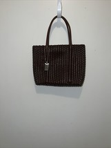 Vtg 90s Y2K Nine West Brown Woven Faux Leather Small Mini Tote Purse - £22.05 GBP