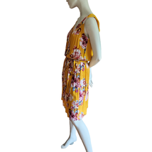 Apt.9 Blouson Dress Women&#39;s Size Medium Floral Yellow Sleeveless Pleated Belted - £17.29 GBP