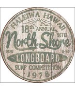North Shore Longboard Surf Competition Hawaii Round Vintage Retro Metal ... - £12.75 GBP
