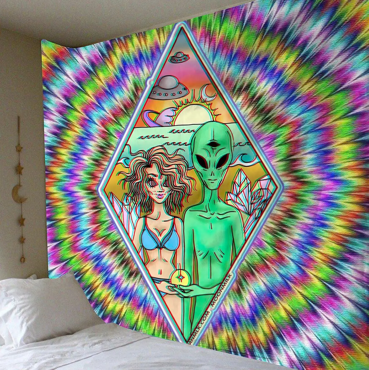 Play Alien Psychedelic Tapestry Mandala Wall Hanging BohAan Decoration Hippie Wi - £23.12 GBP