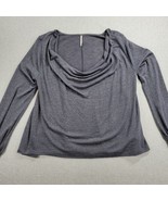 Free People Womens Top Sz L Grey Metallic Cowl Neck Cropped Knit Long Sl... - £33.17 GBP